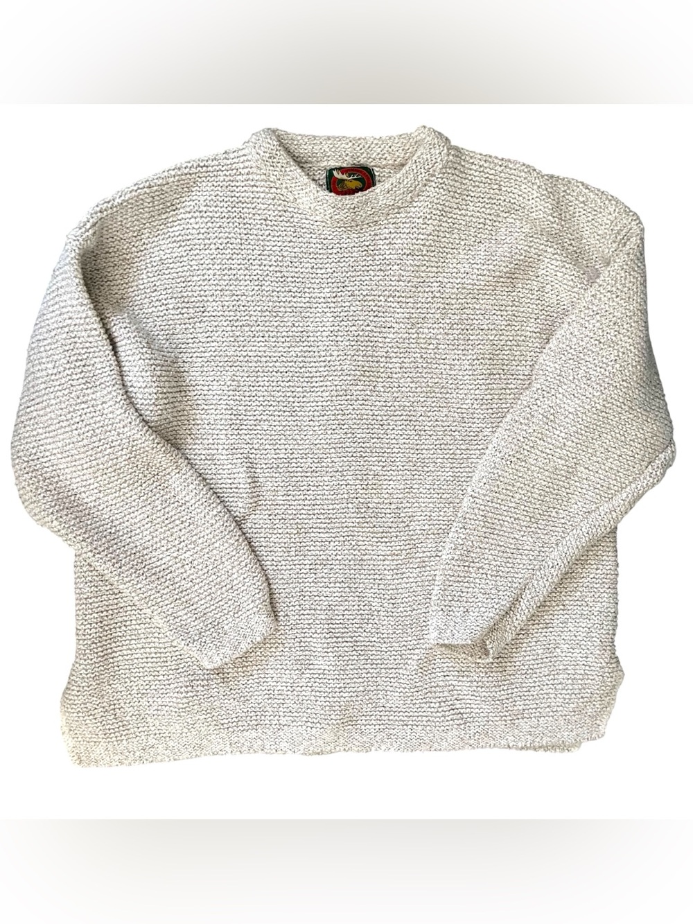 Vtg ALPS Fine Womens Apparel 100% Cotton Chunky Knit Pullover Sweater Oatmeal